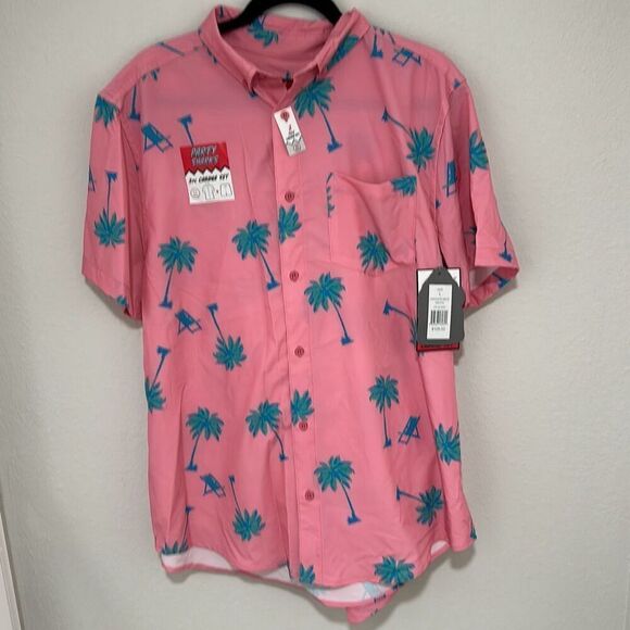 NWT Party Sharks Mens Mauve 4 Way Stretch Stamped Palm Tree Cabana Set Large‎ - Picture 1 of 10